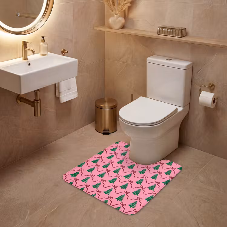Wc Mat - Kerst - Roze - Rood - Strik — 3