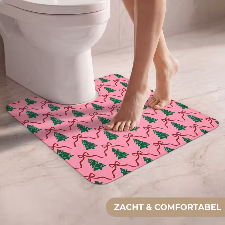 Wc Mat - Kerst - Roze - Rood - Strik — 5