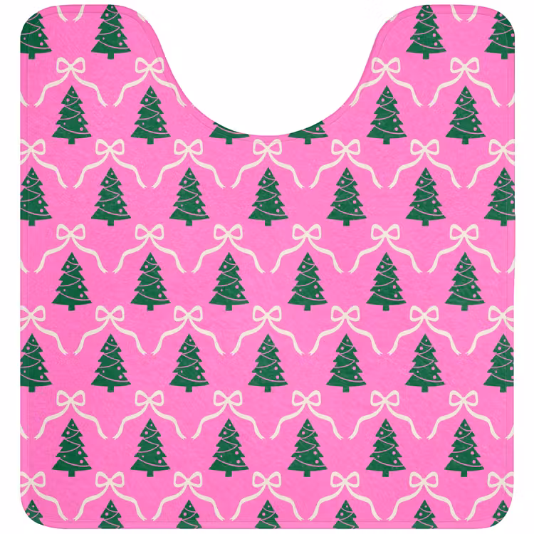 Wc Mat - Kerst - Roze - Wit - Strik — 1
