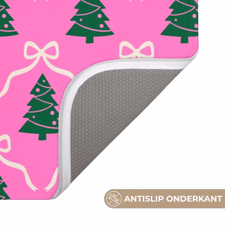 Wc Mat - Kerst - Roze - Wit - Strik — 4