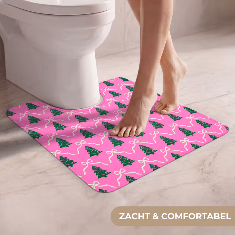 Wc Mat - Kerst - Roze - Wit - Strik — 5