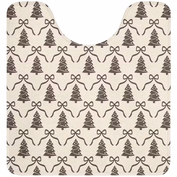 Wc Mat - Kerst - Taupe - Crème - Strik — 1
