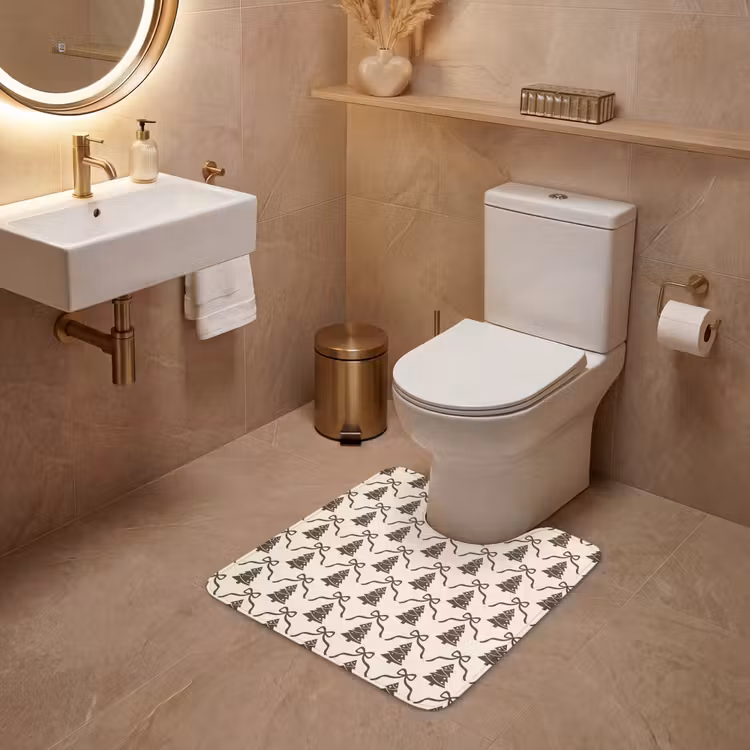Wc Mat - Kerst - Taupe - Crème - Strik — 3