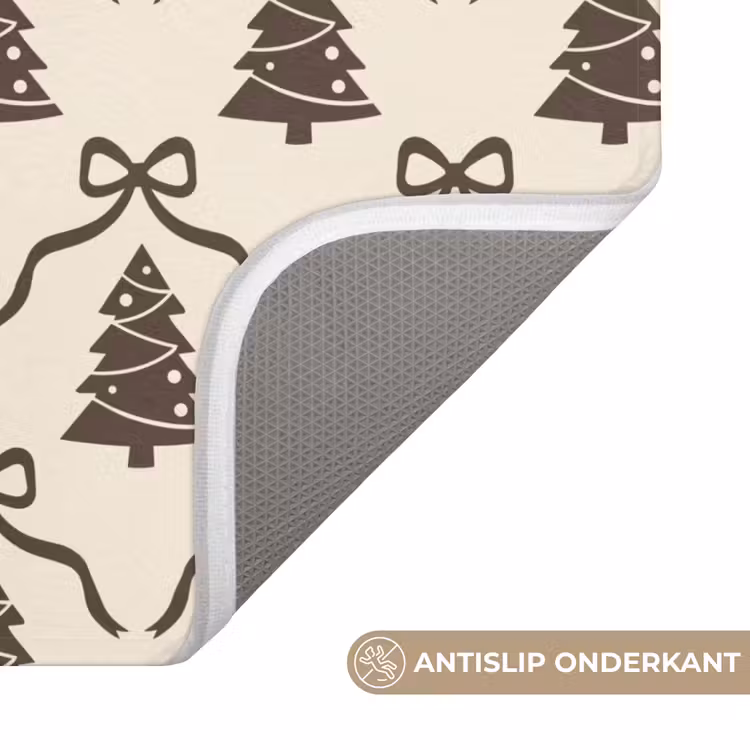 Wc Mat - Kerst - Taupe - Crème - Strik — 4