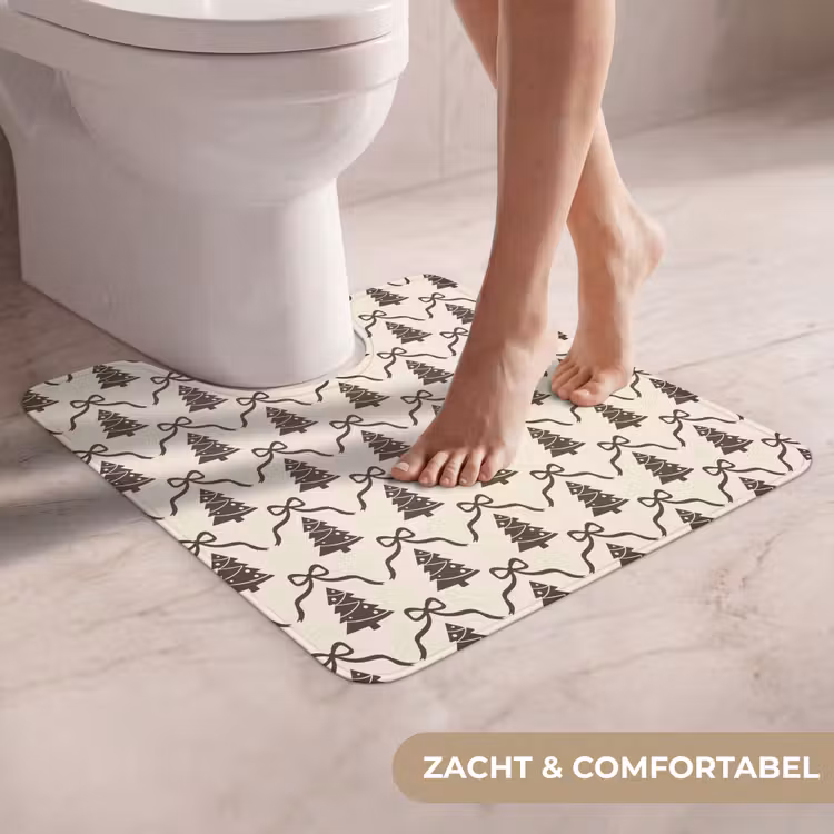Wc Mat - Kerst - Taupe - Crème - Strik — 5