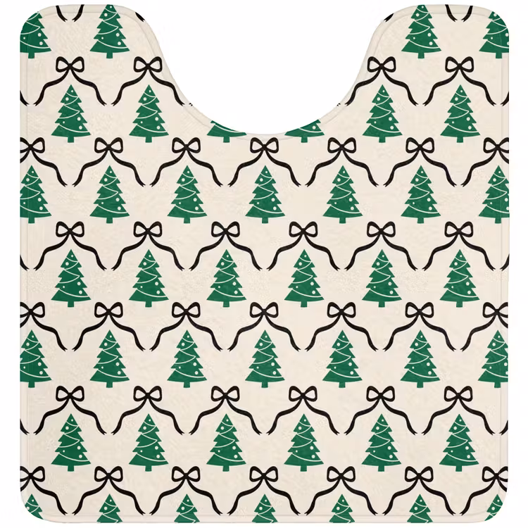 Wc Mat - Kerst - Wit - Zwart - Strik — 1