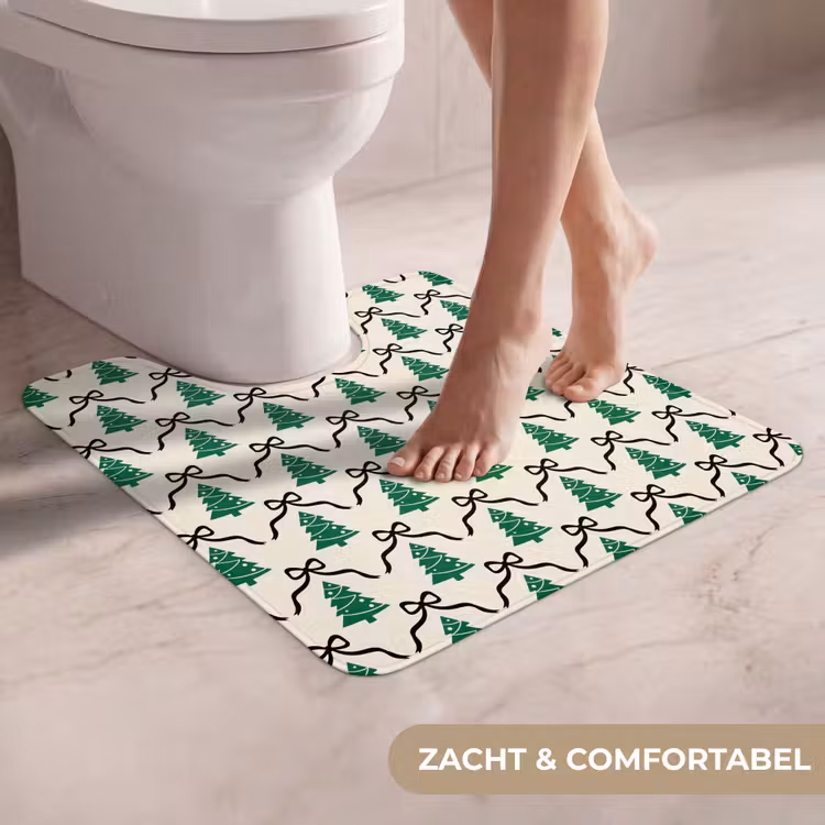 Wc Mat - Kerst - Wit - Zwart - Strik — 5