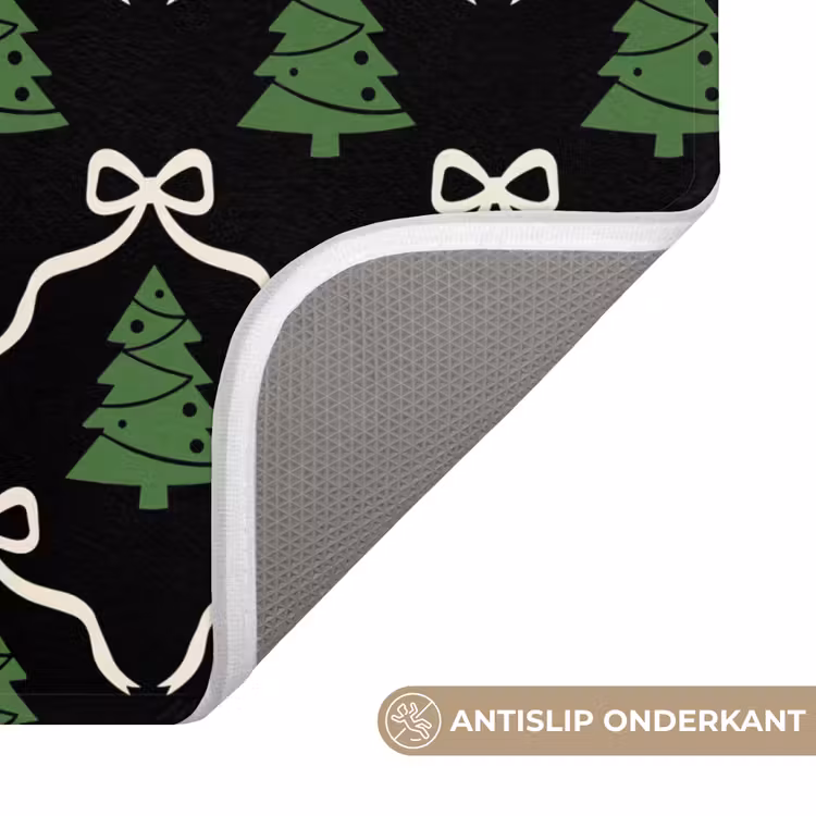 Wc Mat - Kerst - Zwart - Wit - Strik — 4