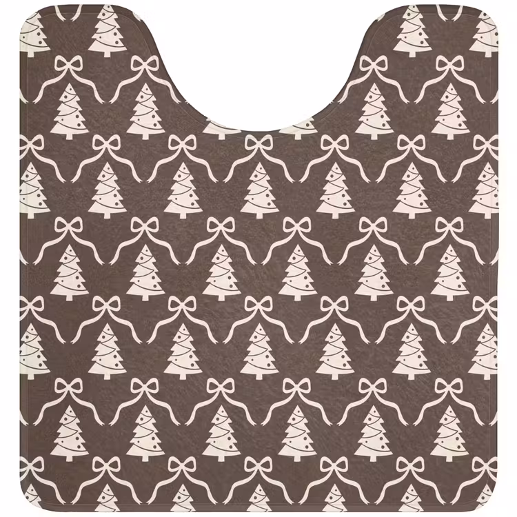 Wc Mat - Strik - Taupe - Wit - Kerst — 1