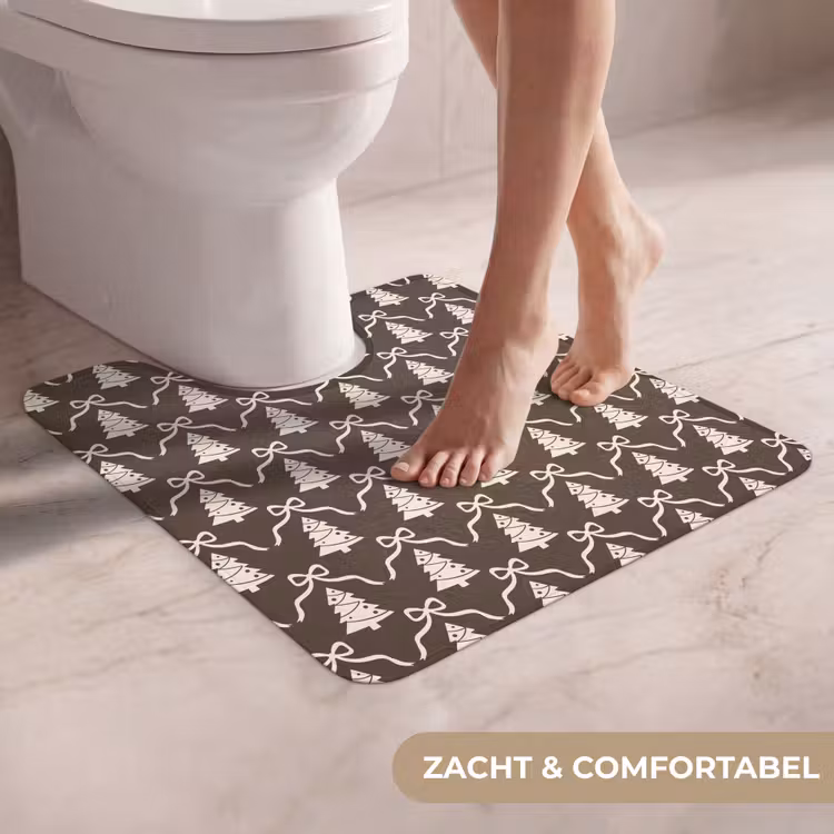 Wc Mat - Strik - Taupe - Wit - Kerst — 5