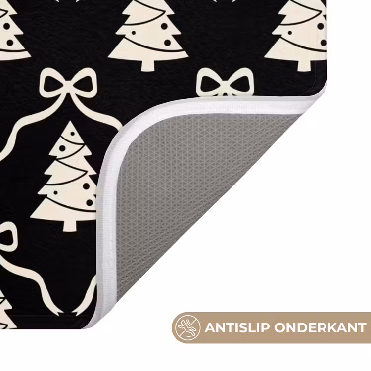 Wc Mat - Strik - Wit - Zwart - Kerst — 4