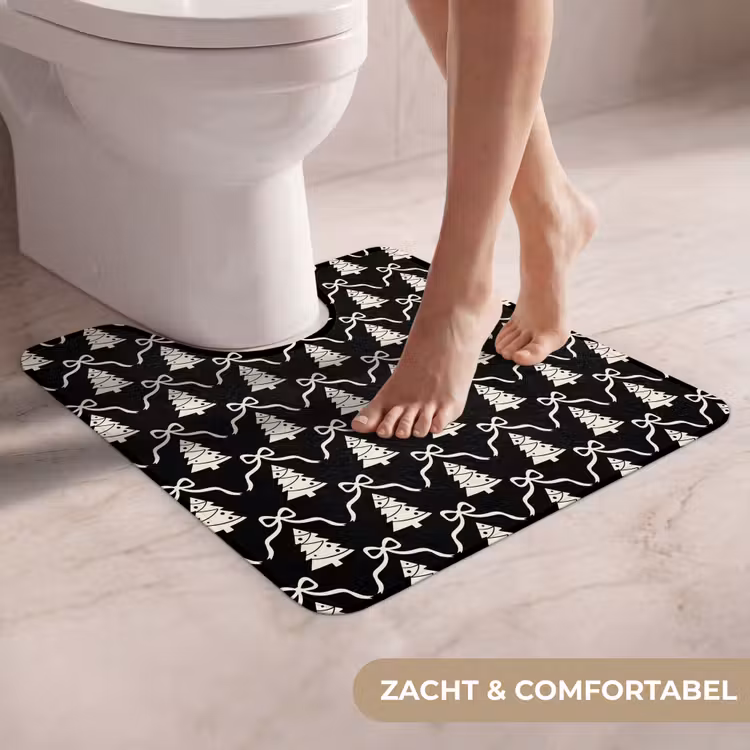Wc Mat - Strik - Wit - Zwart - Kerst — 5