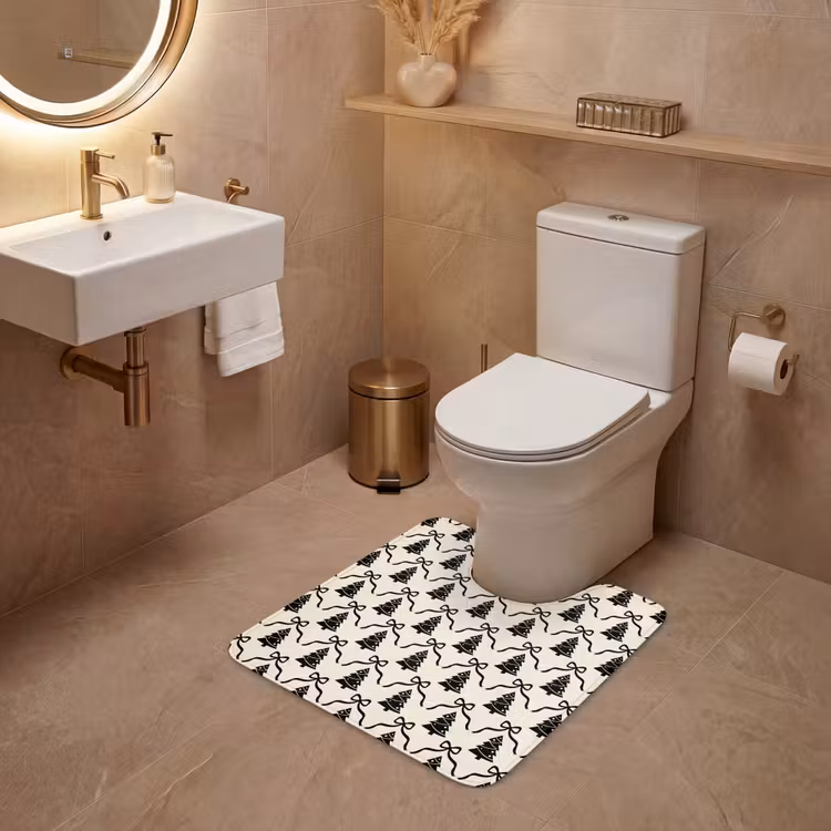 Wc Mat - Strik - Zwart - Wit - Kerst — 3