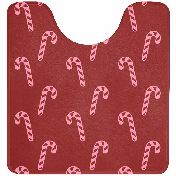 Wc Mat - Kerst - Burgundy - Roze - Zuurstok — 1