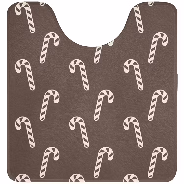 Wc Mat - Kerst - Crème - Taupe - Zuurstok — 1