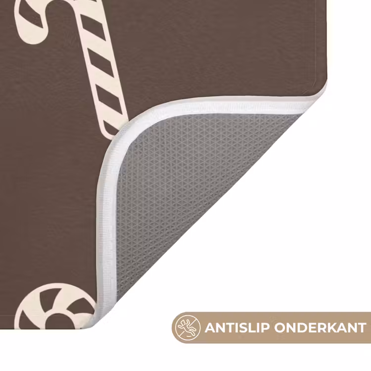 Wc Mat - Kerst - Crème - Taupe - Zuurstok — 4