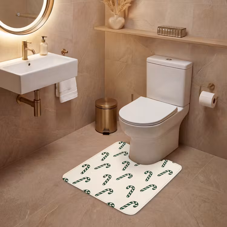 Wc Mat - Kerst - Groen - Crème - Zuurstok — 3