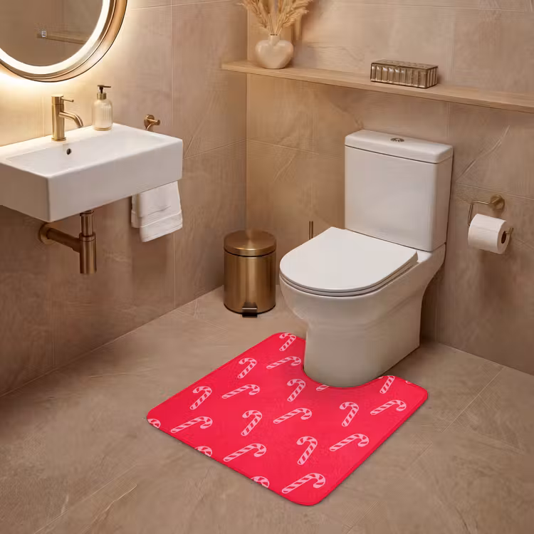 Wc Mat - Kerst - Roze - Rood - Zuurstok — 3