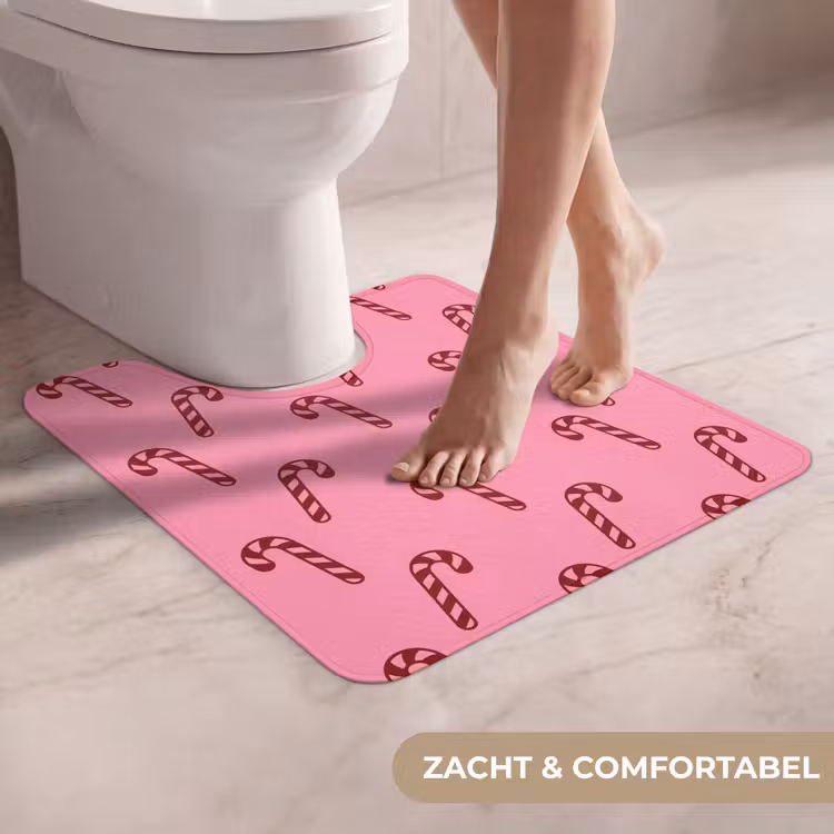 Wc Mat - Kerst - Roze - Zuurstok - Rood — 5