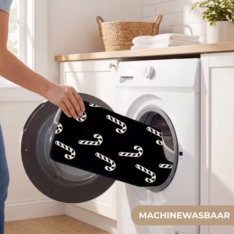 Wc Mat - Kerst - Zwart - Wit - Zuurstok — 6