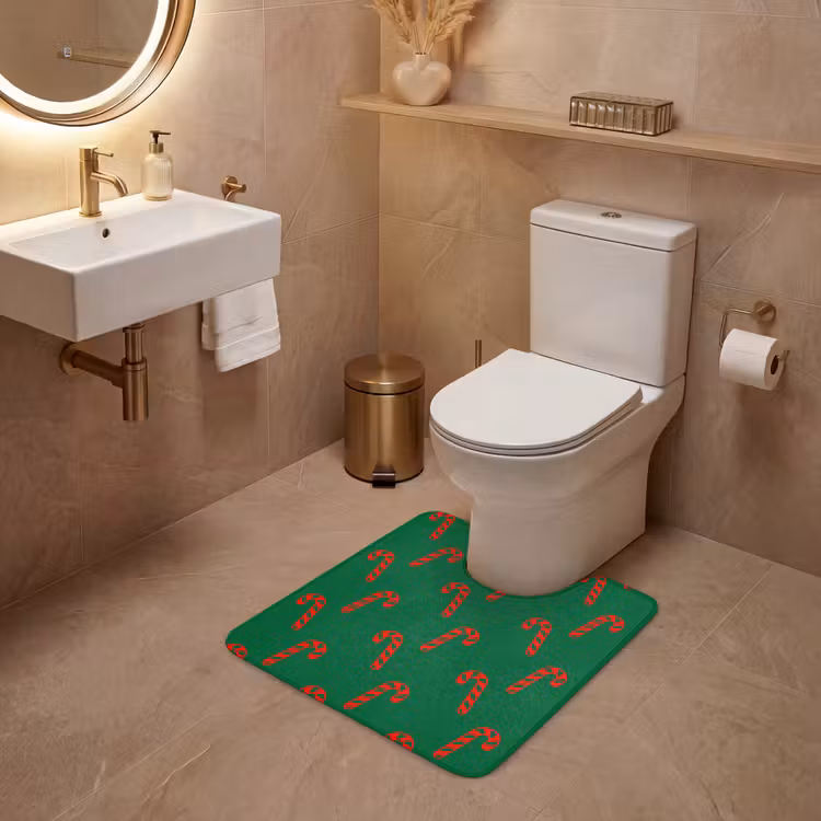 Wc Mat - Kerst - Groen - Rood - Zuurstok — 3