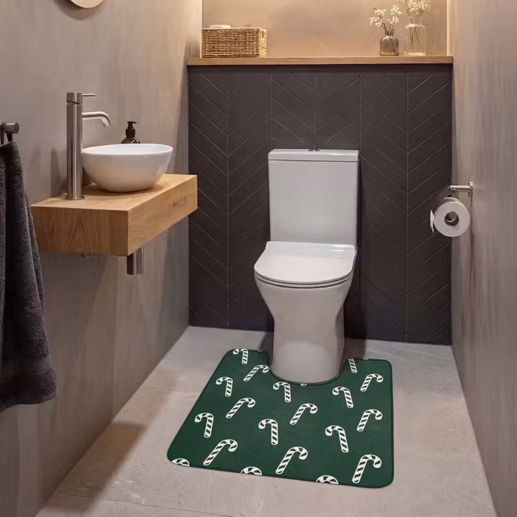 Wc Mat - Kerst - Groen - Wit - Zuurstok — 2