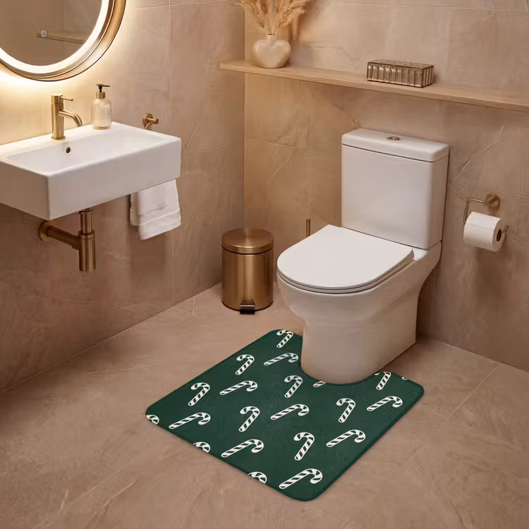 Wc Mat - Kerst - Groen - Wit - Zuurstok — 3