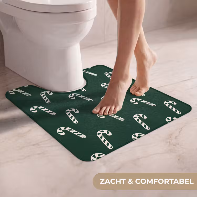 Wc Mat - Kerst - Groen - Wit - Zuurstok — 5