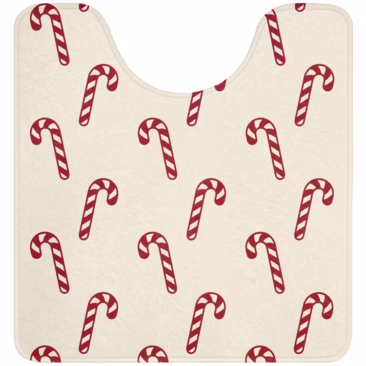 Wc Mat - Kerst - Rood - Crème - Zuurstok — 1
