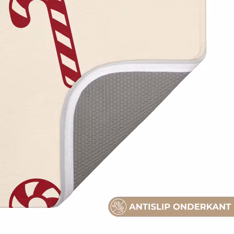 Wc Mat - Kerst - Rood - Crème - Zuurstok — 4
