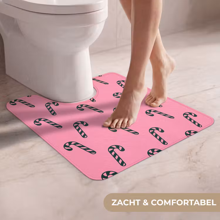 Wc Mat - Kerst - Roze - Groen - Zuurstok — 5