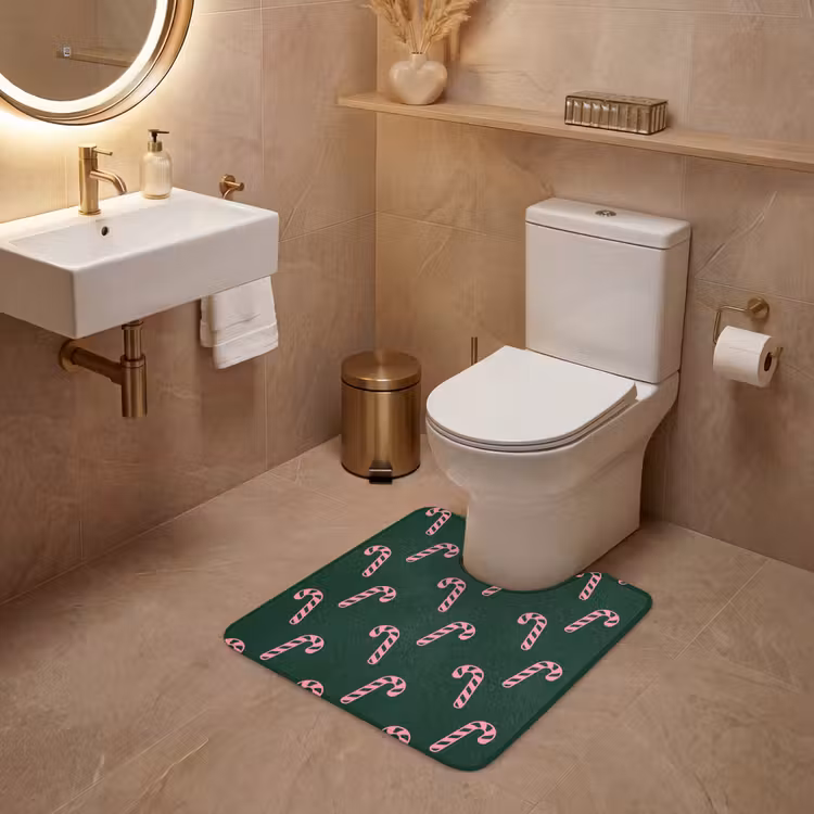 Wc Mat - Kerst - Roze - Groen - Zuurstok — 3