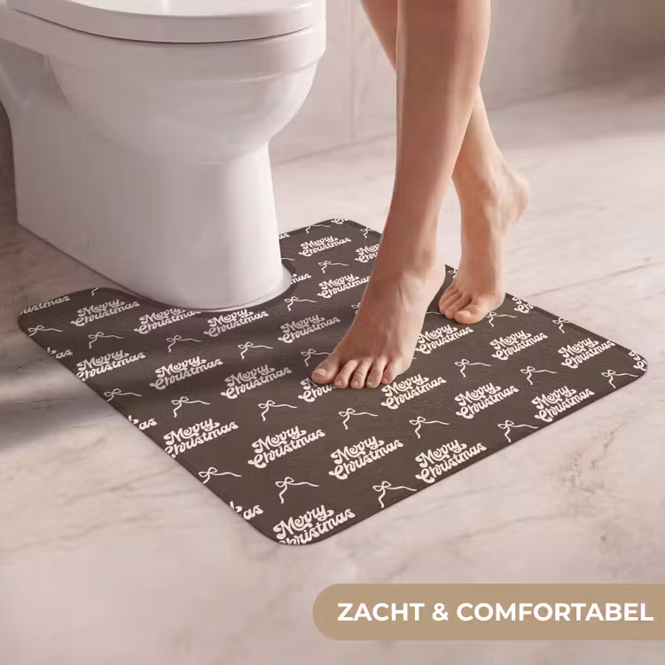 Wc Mat - Tekst - Crème - Bruin - Strik — 5
