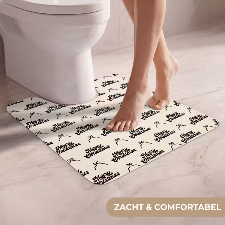 Wc Mat - Tekst - Crème - Zwart - Kerst — 5