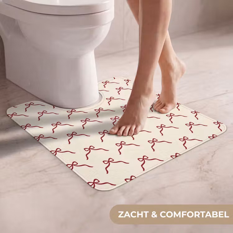 Wc Mat - Strik - Rood - Crème - Kerst — 5