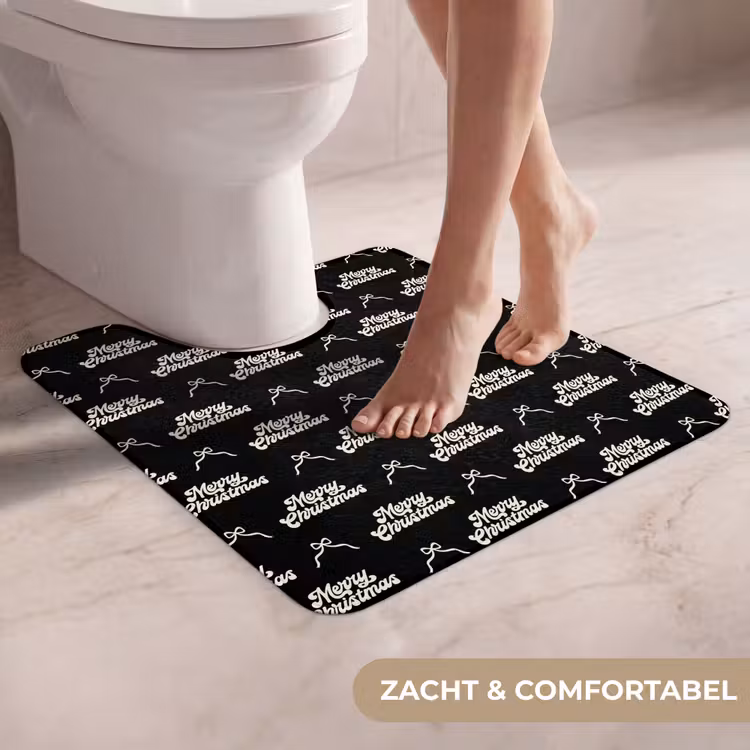Wc Mat - Tekst - Zwart - Wit - Strik — 5