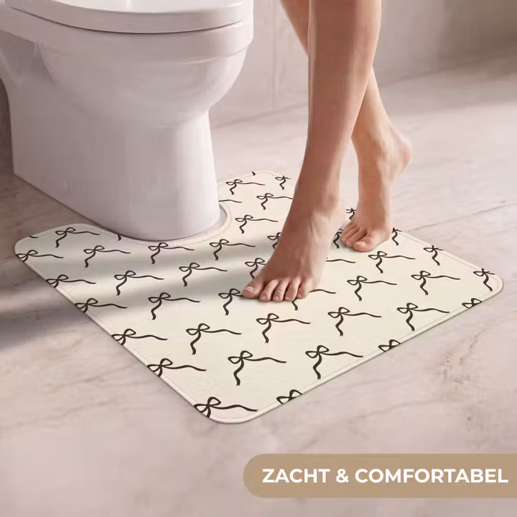 Wc Mat - Strik - Kerst - Zwart - Crème — 5