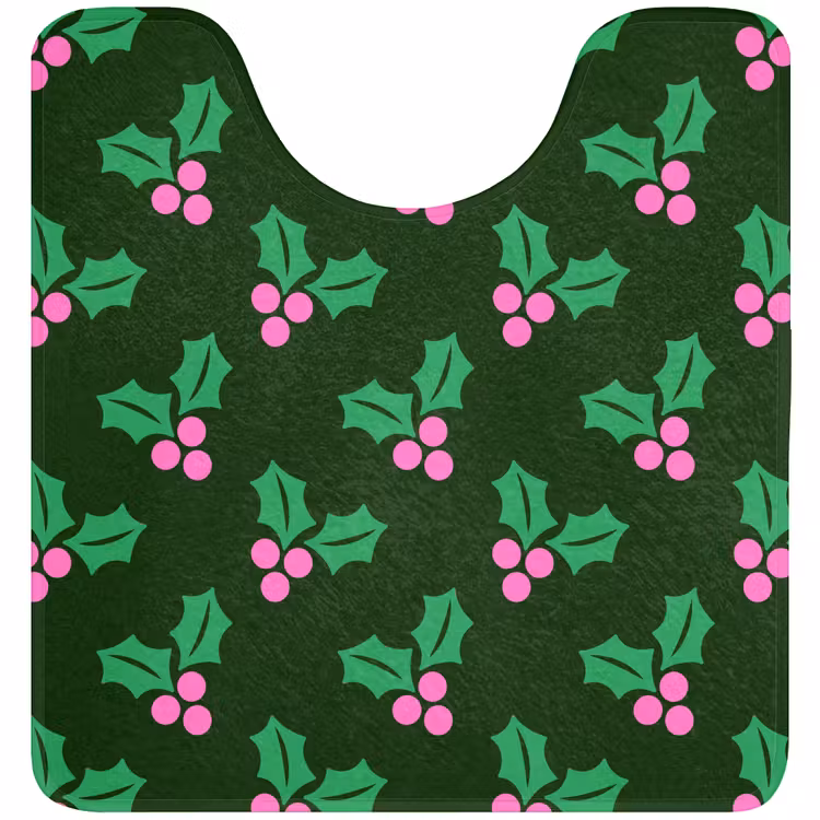 Wc Mat - Hulst - Groen - Roze - Kerst — 1