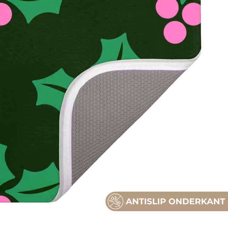 Wc Mat - Hulst - Groen - Roze - Kerst — 4