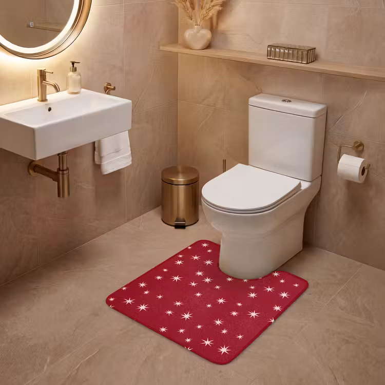 Wc Mat - Rood - Wit - Kerst - Ster — 3