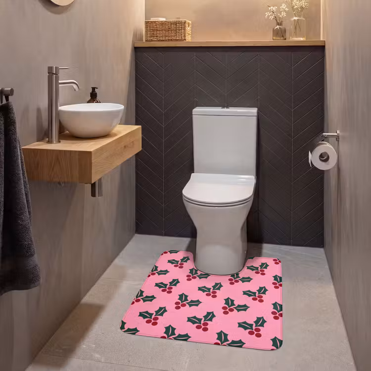 Wc Mat - Roze - Kerst - Hulst — 2
