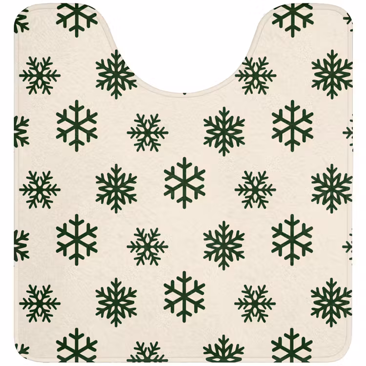 Wc Mat - Sneeuwvlok - Crème - Groen - Kerst — 1