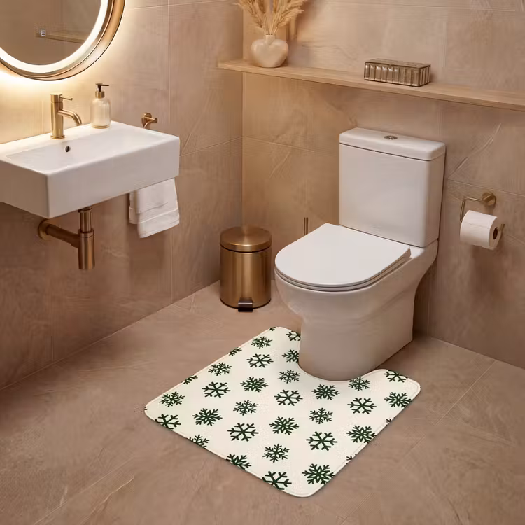 Wc Mat - Sneeuwvlok - Crème - Groen - Kerst — 3