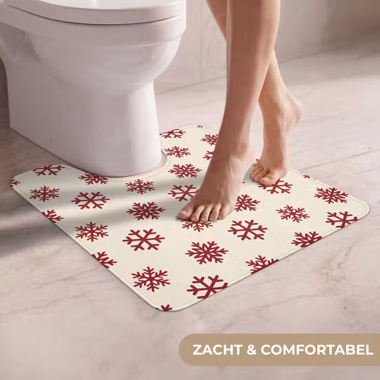Wc Mat - Sneeuwvlok - Crème - Rood — 5