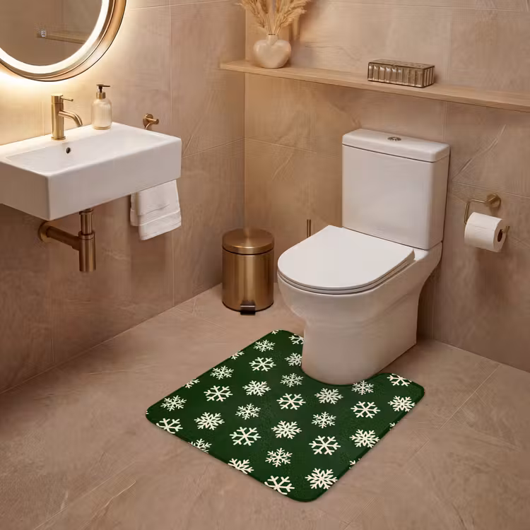 Wc Mat - Sneeuwvlok - Groen - Wit - Kerst — 3