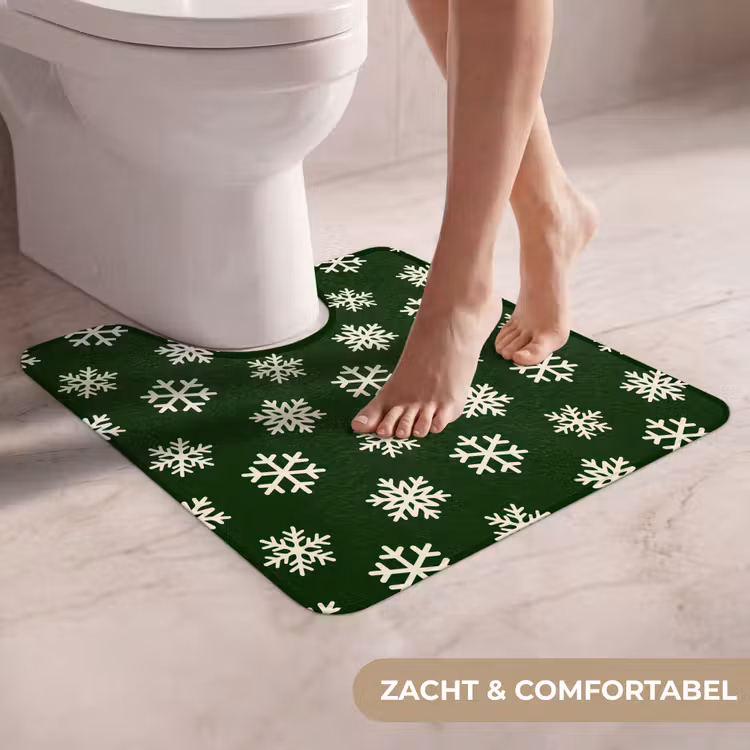 Wc Mat - Sneeuwvlok - Groen - Wit - Kerst — 5