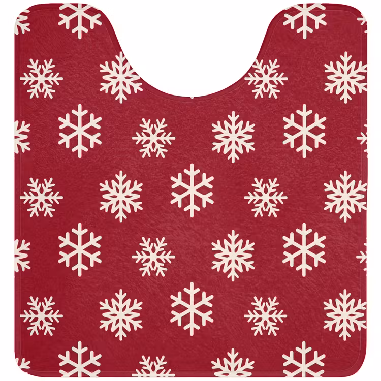 Wc Mat - Sneeuwvlok - Rood - Wit - Kerst — 1