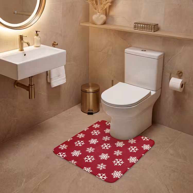 Wc Mat - Sneeuwvlok - Rood - Wit - Kerst — 3