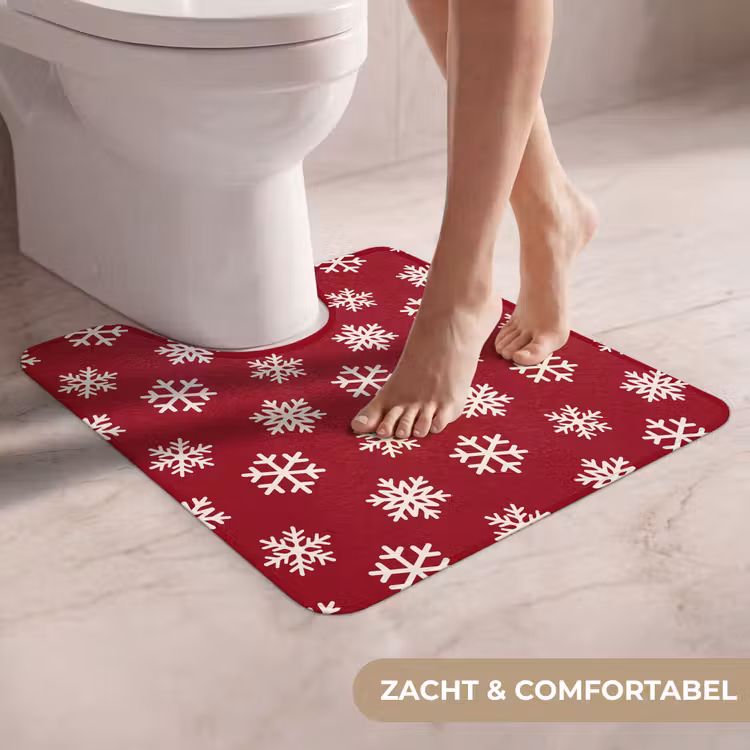 Wc Mat - Sneeuwvlok - Rood - Wit - Kerst — 5