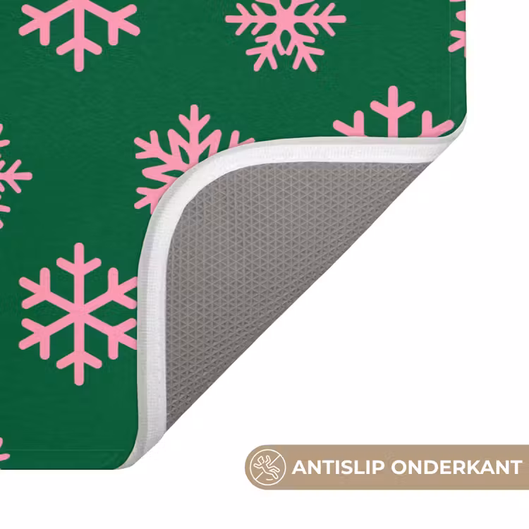 Wc Mat - Sneeuwvlok - Groen - Roze - Kerst — 3
